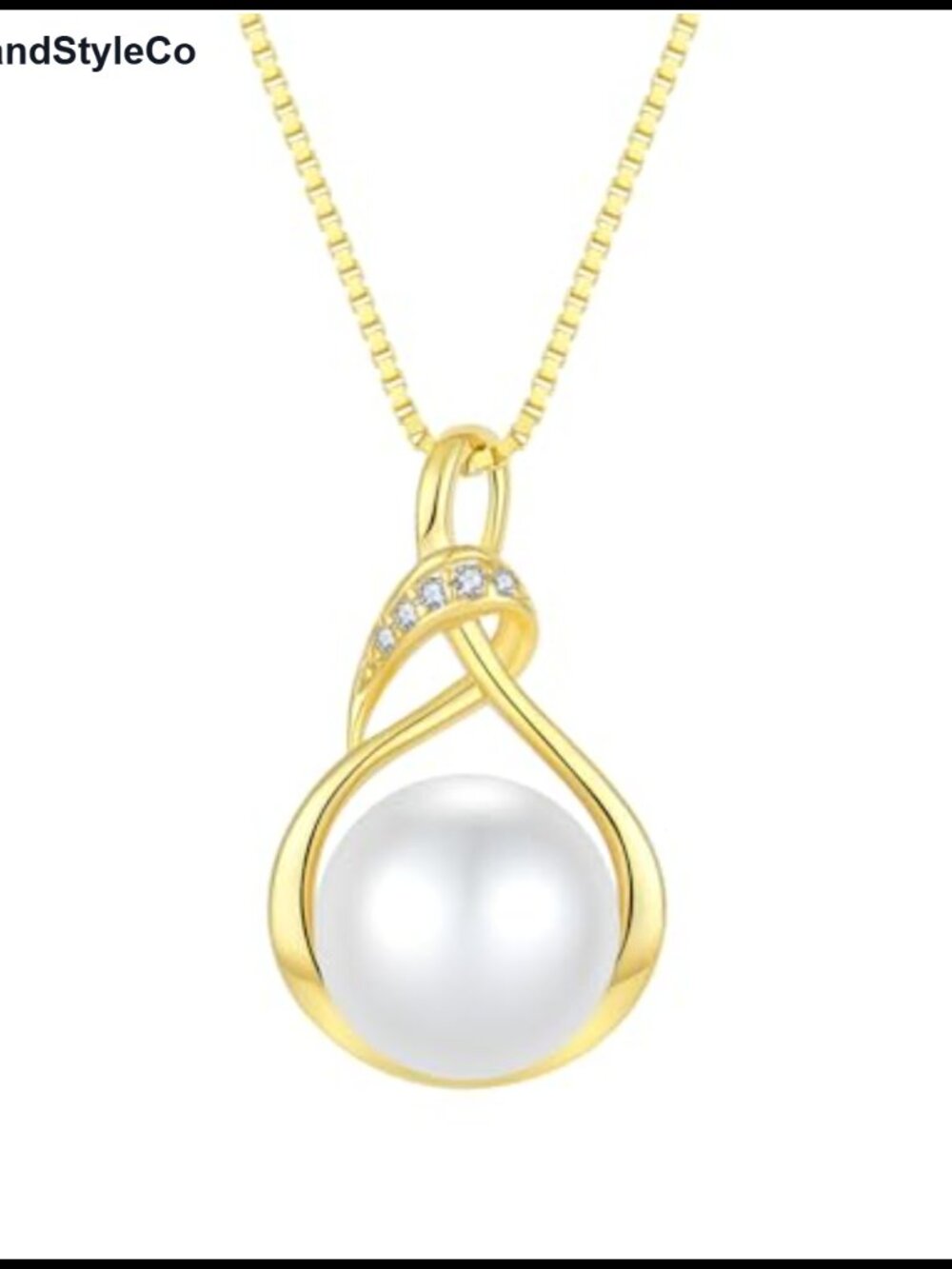 Pearl Pendant Necklace 925 Sterling Silver 18k White Gold Plated